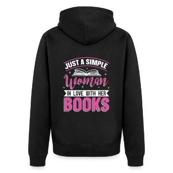 Simple woman lives with her books for - Unisex Premium Organic Zip Hoodie - black - Back - Nico (187cm)