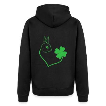 Squirrel Cloverleaf Lucky Charm Love - Unisex Premium Organic Zip Hoodie - black - Back - Nico (187cm)