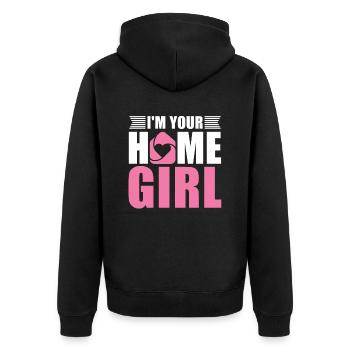 Ich Bin Ihr Hausmädchen Für Immobilienmakler - Unisex Premium Bio Zip Hoodie - Schwarz - Hinten - Nico (187cm)