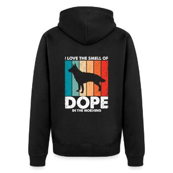Militär Design Polizei Hund Deutscher Schäfer - Unisex Premium Bio Zip Hoodie - Schwarz - Hinten - Nico (187cm)