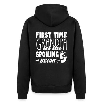 Grandpa for the first time - Unisex Premium Organic Zip Hoodie - black - Back - Nico (187cm)