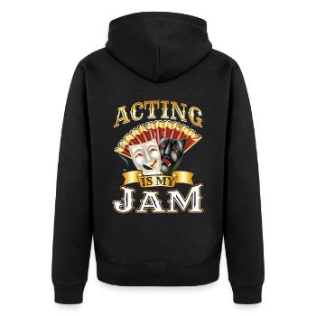 Schauspielerei Ist Meine Leidenschaft - Theater - Unisex Premium Bio Zip Hoodie - Schwarz - Hinten - Nico (187cm)