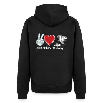 Storm Chaser Hurricane Meteorology - Unisex Premium Bio Zip Hoodie - Schwarz - Hinten - Nico (187cm)
