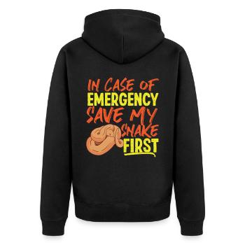 Snake Serpent In Case Of Emergency - Unisex Premium Organic Zip Hoodie - black - Back - Nico (187cm)