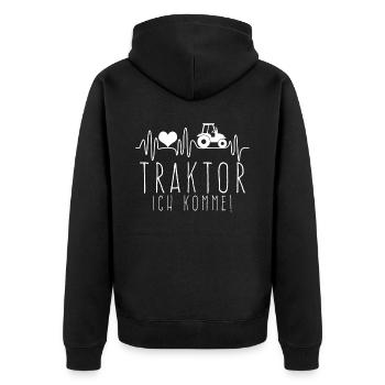 Landmaschinenmechaniker Gülle Traktor - Unisex Premium Bio Zip Hoodie - Schwarz - Hinten - Nico (187cm)