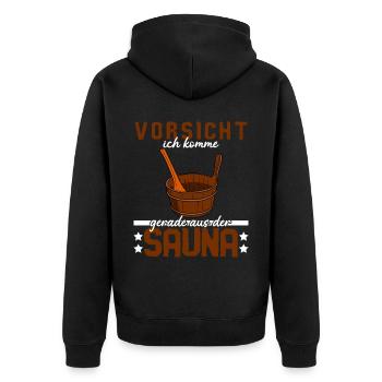 Sauna Saunist Saunieren - Unisex Premium Bio Zip Hoodie - Schwarz - Hinten - Nico (187cm)