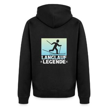Langläufer Biathlon Skilangläufer - Unisex Premium Bio Zip Hoodie - Schwarz - Hinten - Nico (187cm)