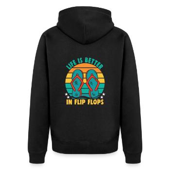 Strandurlaub am Meer Design Strandmotiv - Unisex Premium Bio Zip Hoodie - Schwarz - Hinten - Nico (187cm)