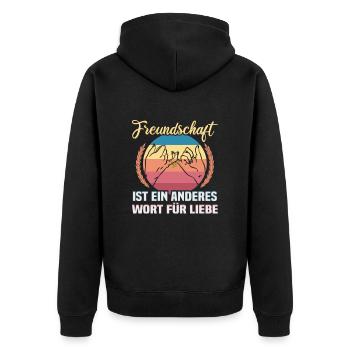 Freundschafts Geschenk für guten Freund - Unisex Premium Bio Zip Hoodie - Schwarz - Hinten - Nico (187cm)