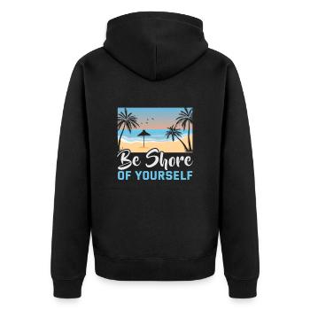 Strandurlaub am Meer Design Strandmotiv - Unisex Premium Bio Zip Hoodie - Schwarz - Hinten - Nico (187cm)
