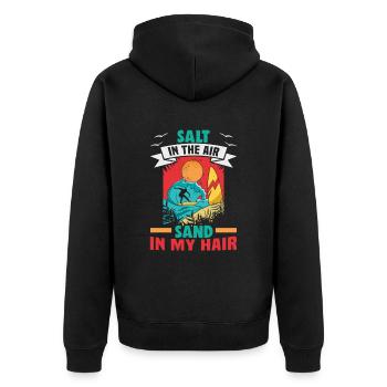 Strandurlaub am Meer Design Strandmotiv - Unisex Premium Bio Zip Hoodie - Schwarz - Hinten - Nico (187cm)