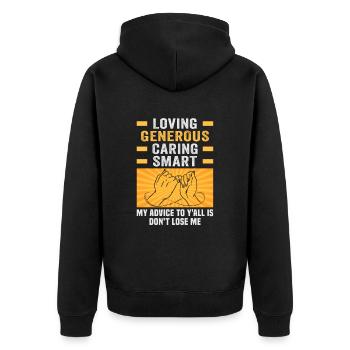 Friendship gift for good friend - Unisex Premium Organic Zip Hoodie - black - Back - Nico (187cm)