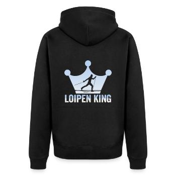 Langläufer Biathlon Skilangläufer - Unisex Premium Bio Zip Hoodie - Schwarz - Hinten - Nico (187cm)
