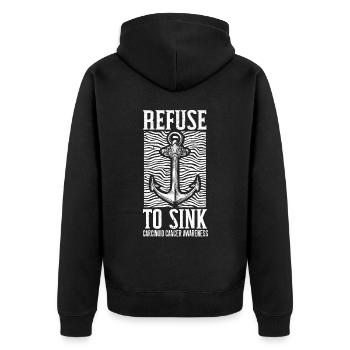 Weigern Sie sich, das Bewusstsein für Karzinoidkrebs zu senken - Unisex Premium Bio Zip Hoodie - Schwarz - Hinten - Nico (187cm)