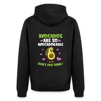 Avocado Design für Vegetarier und Veganer - Unisex Premium Bio Zip Hoodie - Schwarz - Hinten - Nico (187cm)
