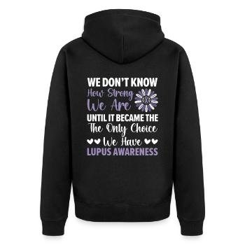 Lupus Bewusstsein Purple Ribbon Autoimmunkrankheit - Unisex Premium Bio Zip Hoodie - Schwarz - Hinten - Nico (187cm)