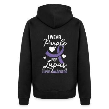 Je porte du violet pour la sensibilisation au lupus SLE Disease - Veste à capuche bio Premium Unisexe - noir - Dos - Nico (187cm)