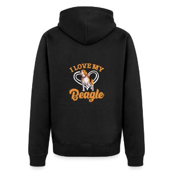 Beagle Hund Hunde Hundeliebhaber Haustier Geschenk - Unisex Premium Bio Zip Hoodie - Schwarz - Hinten - Nico (187cm)