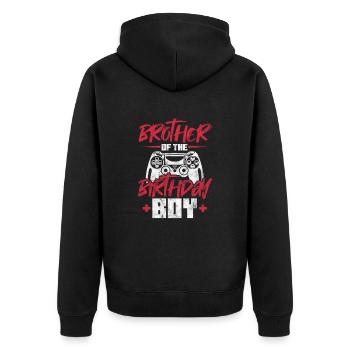 Brother's Birthday - Unisex Premium Organic Zip Hoodie - black - Back - Nico (187cm)