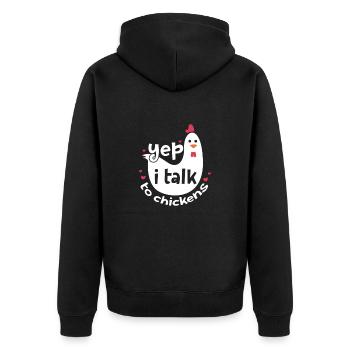 Huhn Bauernhof Geflügel Hahn Hühner Geschenk - Unisex Premium Bio Zip Hoodie - Schwarz - Hinten - Nico (187cm)