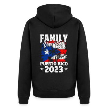 Familienurlaub Puerto Rico 2023 Puerto Rico - Unisex Premium Bio Zip Hoodie - Schwarz - Hinten - Nico (187cm)