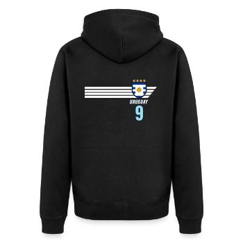 Uruguay Urus La Celeste Football Fan Jersey - Unisex Premium Organic Zip Hoodie - black - Back - Nico (187cm)