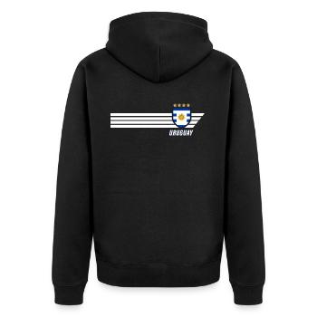 Uruguay Urus La Celeste Football Fan Jersey - Unisex Premium Organic Zip Hoodie - black - Back - Nico (187cm)