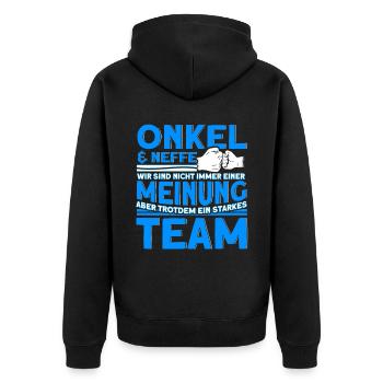 Onkel & Neffe Ein Starkes Team Onkel - Unisex Premium Bio Zip Hoodie - Schwarz - Hinten - Nico (187cm)