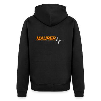 Maurer - Unisex Premium Bio Zip Hoodie - Schwarz - Hinten - Nico (187cm)
