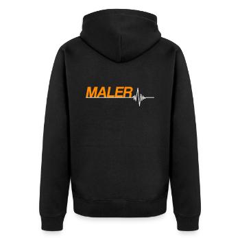 Maler - Unisex Premium Bio Zip Hoodie - Schwarz - Hinten - Nico (187cm)