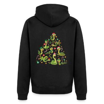 Snake Serpent Christmas Tree - Unisex Premium Bio Zip Hoodie - Schwarz - Hinten - Nico (187cm)