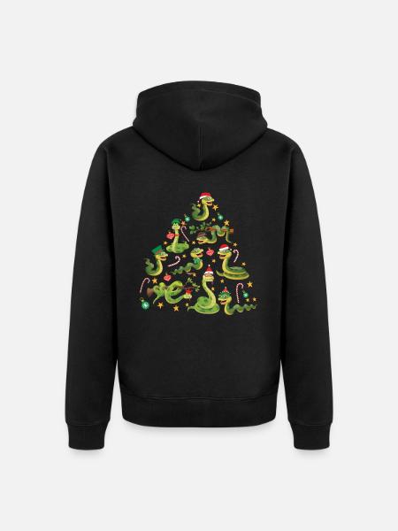 Snake Serpent Christmas Tree - Unisex Premium Organic Zip Hoodie - black