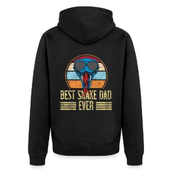 Snake Serpent Dad Father Retro - Unisex Premium Bio Zip Hoodie - Schwarz - Hinten - Nico (187cm)
