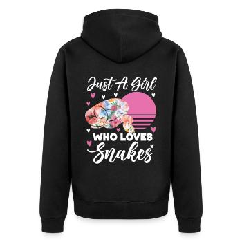 Snake Serpent Flower Floral Just A - Unisex Premium Bio Zip Hoodie - Schwarz - Hinten - Nico (187cm)