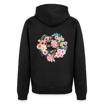 Snake Serpent Flower Floral - Unisex Premium Bio Zip Hoodie - Schwarz - Hinten - Nico (187cm)