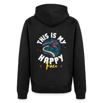 Snake Serpent This Is My Happy - Unisex Premium Organic Zip Hoodie - black - Back - Nico (187cm)