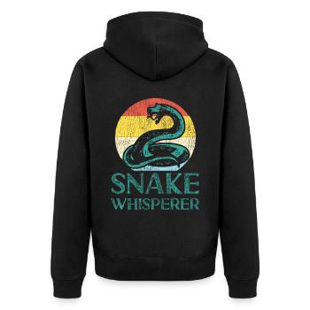 Snake Serpent Retro Vintage Snake - Unisex Premium Bio Zip Hoodie - Schwarz - Hinten - Nico (187cm)