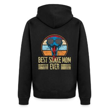 Snake Serpent Mom Mother Retro - Unisex Premium Bio Zip Hoodie - Schwarz - Hinten - Nico (187cm)