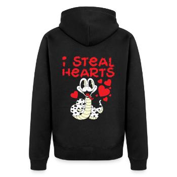 Snake Serpent Retro Vintage - Unisex Premium Organic Zip Hoodie - black - Back - Nico (187cm)