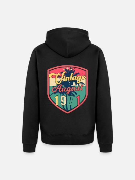 1971 August Retro - Unisex Premium Bio Zip Hoodie - Schwarz
