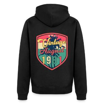 Born in August 1981 - Unisex Premium Organic Zip Hoodie - black - Back - Nico (187cm)