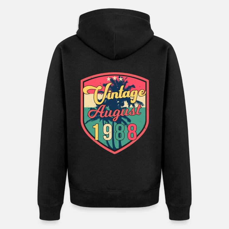 August 1988 Geschenkidee - Unisex Premium Bio Zip Hoodie - Schwarz