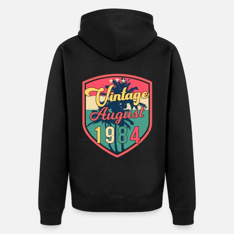 August 1984 Geschenkidee - Unisex Premium Bio Zip Hoodie - Schwarz