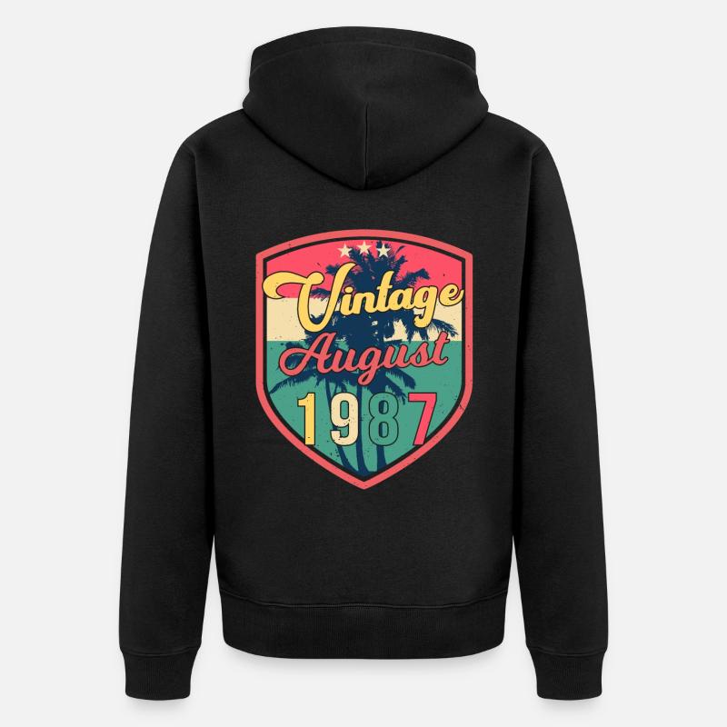 August 1987 Geschenkidee - Unisex Premium Bio Zip Hoodie - Schwarz