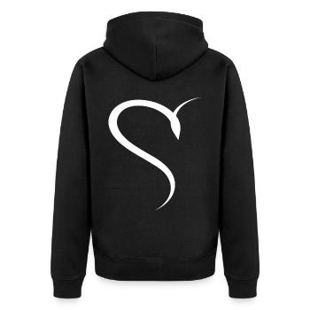 Simple Half Wise Heart - Unisex Premium Organic Zip Hoodie - black - Back - Nico (187cm)