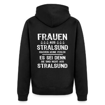 Urlaub Stralsund Ostsee - Unisex Premium Bio Zip Hoodie - Schwarz - Hinten - Nico (187cm)