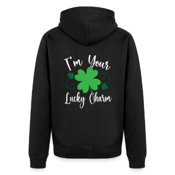 Ich Bin Dein Glücksbringer Ire Irisch Irland - Unisex Premium Bio Zip Hoodie - Schwarz - Hinten - Nico (187cm)