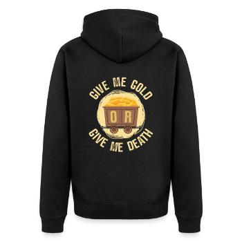 Goldbergbau Goldmine - Unisex Premium Bio Zip Hoodie - Schwarz - Hinten - Nico (187cm)
