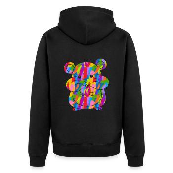 Hamster Colorful Vintage Rainbow Retro Rodent - Unisex Premium Organic Zip Hoodie - black - Back - Nico (187cm)