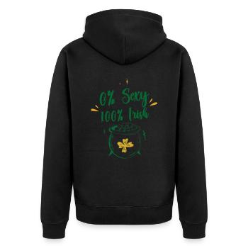 0 Prozent Sexy 100 Prozent Irisch Irland Ire - Unisex Premium Bio Zip Hoodie - Schwarz - Hinten - Nico (187cm)
